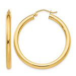 Gold Lightweight Classic Hoop Earrings - 14k Yellow Gold / 3 mm / 35 mm, 35x3mm