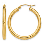 Gold Lightweight Classic Hoop Earrings - 14k Yellow Gold / 3 mm / 30 mm