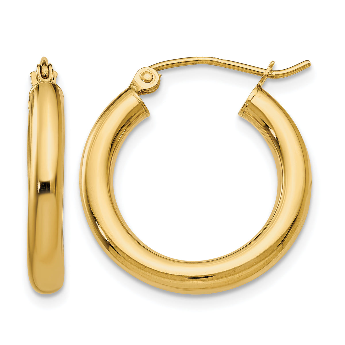 Gold Lightweight Classic Hoop Earrings - 14k Yellow Gold / 3 mm / 20 mm