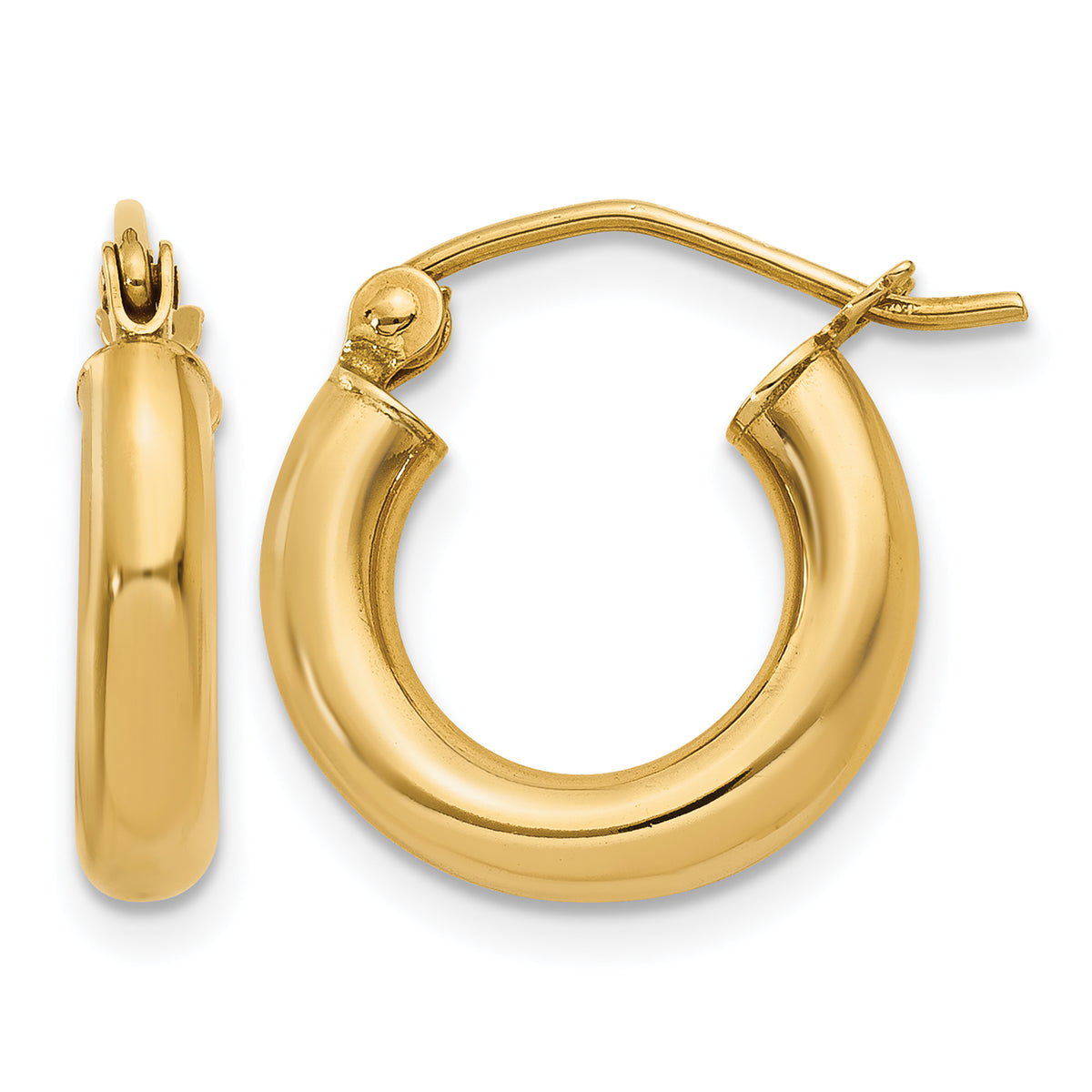 Gold Lightweight Classic Hoop Earrings - 14k Yellow Gold / 3 mm / 14 mm