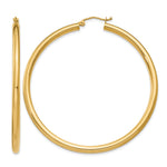 Gold Lightweight Classic Hoop Earrings - 14k Yellow Gold / 3 mm / 55 mm