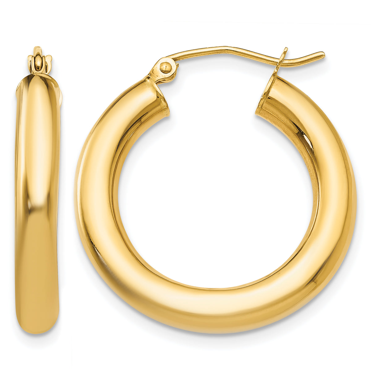 Gold Lightweight Classic Hoop Earrings - 14k Yellow Gold / 4 mm / 25 mm