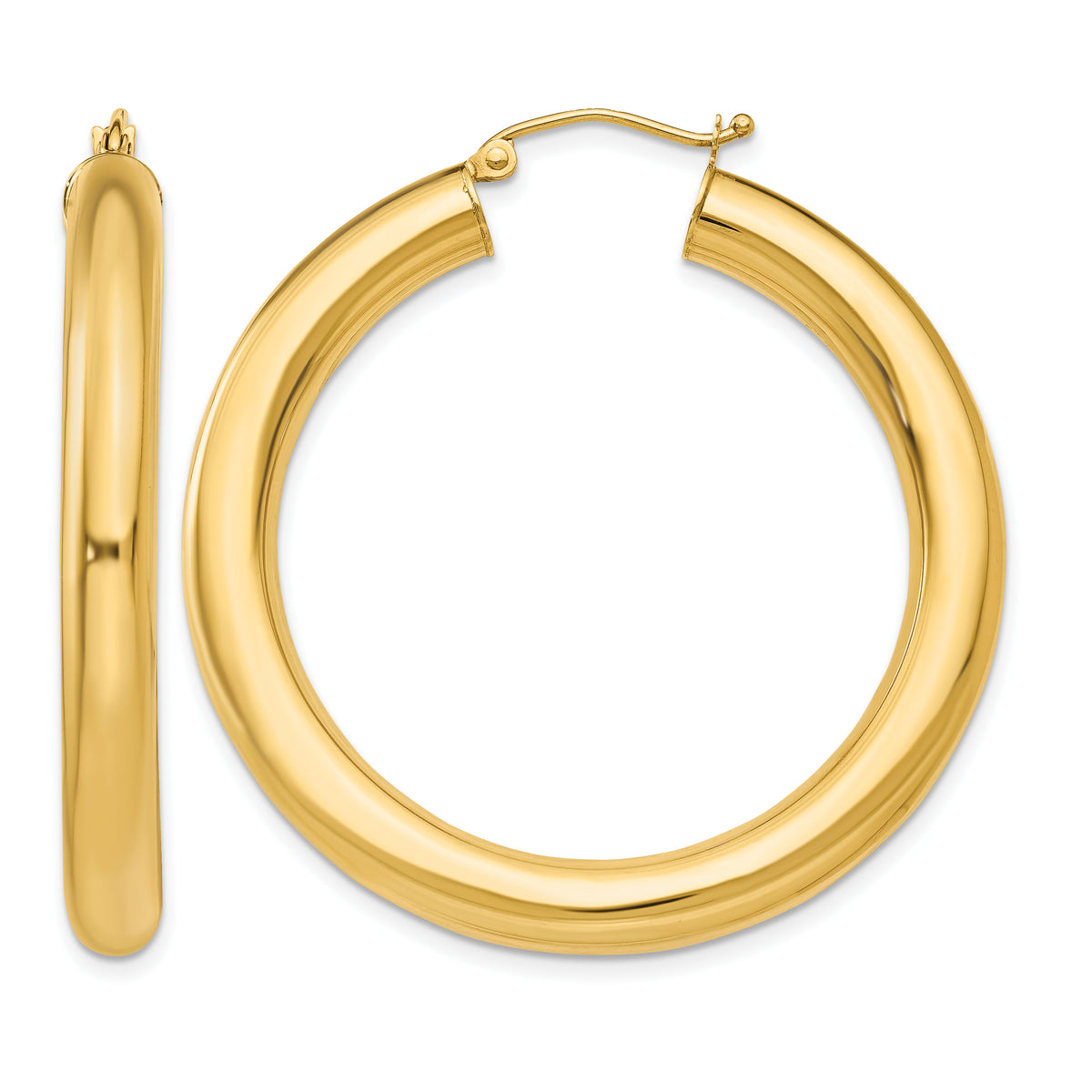 Gold Lightweight Classic Hoop Earrings - 14k Yellow Gold / 5 mm / 40 mm