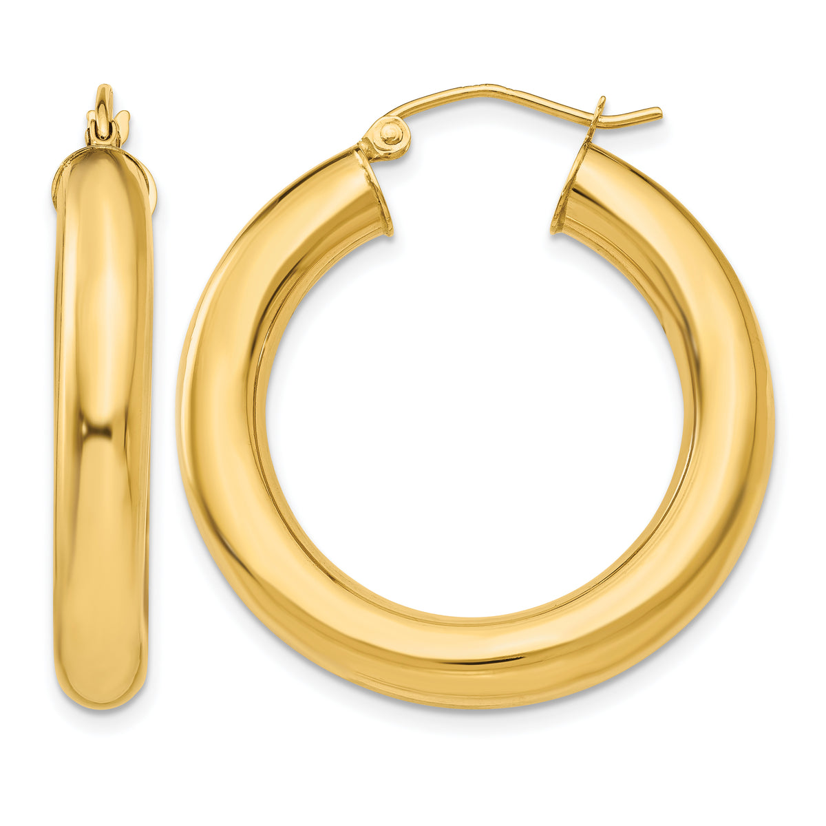Gold Lightweight Classic Hoop Earrings - 14k Yellow Gold / 5 mm / 30 mm