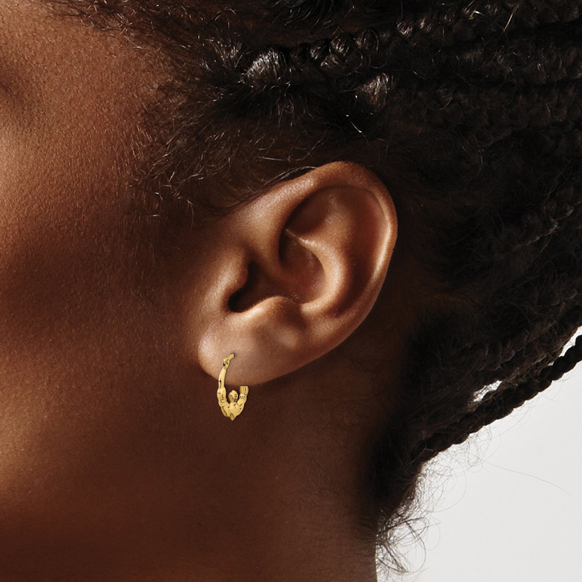 Gold Claddagh Hoop Earrings - 14k Yellow Gold / 1.75 mm / 13.5 x 16 mm