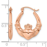 Gold Claddagh Hoop Earrings - 14k Rose Gold / 3.25 mm / 18.75 x 23.25 mm