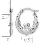 Gold Claddagh Hoop Earrings - 14k White Gold / 1.75 mm / 13.5 x 16 mm
