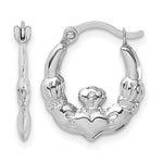 Gold Claddagh Hoop Earrings - 14k White Gold / 1.75 mm / 13.5 x 16 mm