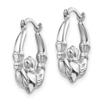 Gold Claddagh Hoop Earrings - 14k White Gold / 3 mm / 15.25 x 17.75 mm