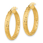 14k Gold Polished Diamond-cut Fancy Tube Hoop Earrings, view 2 - 14k Yellow Gold