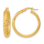 14k Gold Polished Diamond-cut Fancy Tube Hoop Earrings - 14k Yellow Gold