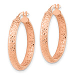 14k Gold Polished Diamond-cut Fancy Tube Hoop Earrings, view 2 - 14k Rose Gold