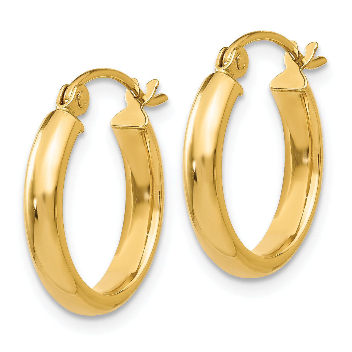 14k Yellow Gold 2.75x12mm Round Tube Hoop Earrings, view 2