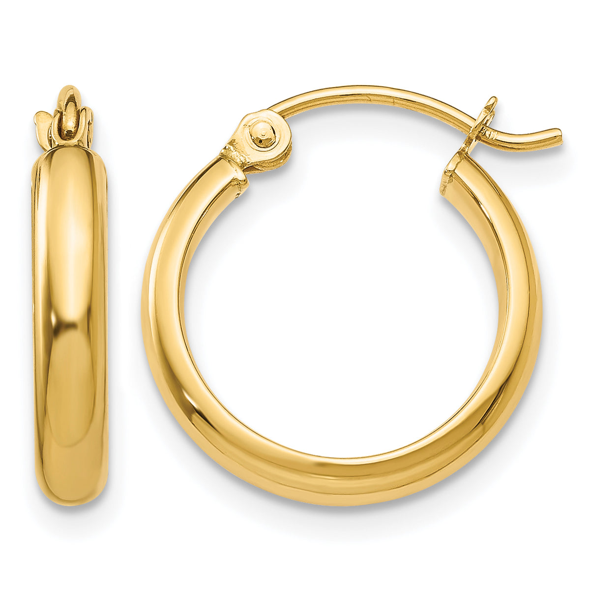14k Yellow Gold 2.75x12mm Round Tube Hoop Earrings