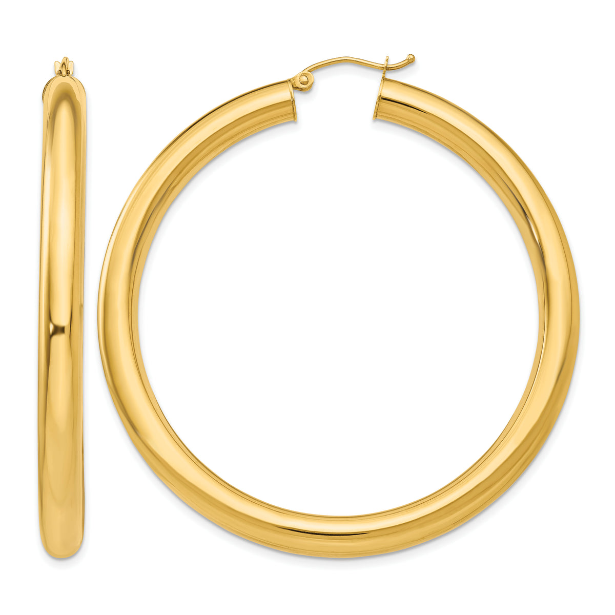 Gold Lightweight Classic Hoop Earrings - 14k Yellow Gold / 5 mm / 55 mm