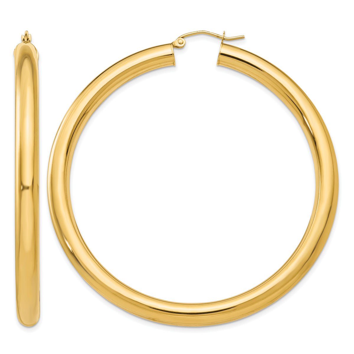 Gold Lightweight Classic Hoop Earrings - 14k Yellow Gold / 5 mm / 60 mm