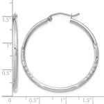 Gold Satin and Diamond-cut Hoop Earrings - 14k White Gold / 2 mm / 35 mm