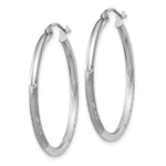 Gold Satin and Diamond-cut Hoop Earrings - 14k White Gold / 2 mm / 30 mm