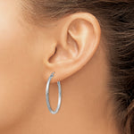 Gold Satin and Diamond-cut Hoop Earrings - 14k White Gold / 2 mm / 30 mm