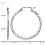 Gold Satin and Diamond-cut Hoop Earrings - 14k White Gold / 2 mm / 30 mm