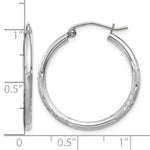Gold Satin and Diamond-cut Hoop Earrings - 14k White Gold / 2 mm / 25 mm
