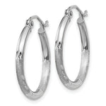 Gold Satin and Diamond-cut Hoop Earrings - 14k White Gold / 2 mm / 20 mm