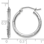 Gold Satin and Diamond-cut Hoop Earrings - 14k White Gold / 2 mm / 20 mm
