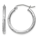 Gold Satin and Diamond-cut Hoop Earrings - 14k White Gold / 2 mm / 20 mm