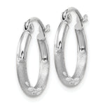 Gold Satin and Diamond-cut Hoop Earrings - 14k White Gold / 2 mm / 15 mm