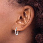 Gold Satin and Diamond-cut Hoop Earrings - 14k White Gold / 2 mm / 15 mm