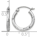 Gold Satin and Diamond-cut Hoop Earrings - 14k White Gold / 2 mm / 15 mm