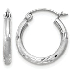 Gold Satin and Diamond-cut Hoop Earrings - 14k White Gold / 2 mm / 15 mm
