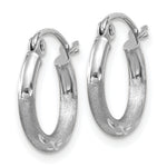 Gold Satin and Diamond-cut Hoop Earrings - 14k White Gold / 2 mm / 13 mm
