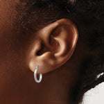 Gold Satin and Diamond-cut Hoop Earrings - 14k White Gold / 2 mm / 13 mm