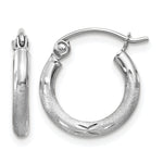 Gold Satin and Diamond-cut Hoop Earrings - 14k White Gold / 2 mm / 13 mm