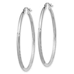 Gold Satin and Diamond-cut Hoop Earrings - 14k White Gold / 2 mm / 40 mm