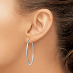 Gold Satin and Diamond-cut Hoop Earrings - 14k White Gold / 2 mm / 40 mm