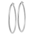 Gold Satin and Diamond-cut Hoop Earrings - 14k White Gold / 2 mm / 45 mm