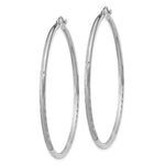Gold Satin and Diamond-cut Hoop Earrings - 14k White Gold / 2 mm / 50 mm