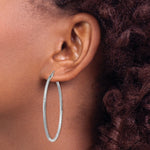 Gold Satin and Diamond-cut Hoop Earrings - 14k White Gold / 2 mm / 50 mm