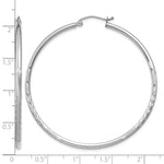 Gold Satin and Diamond-cut Hoop Earrings - 14k White Gold / 2 mm / 50 mm
