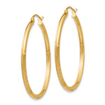 Gold Satin and Diamond-cut Hoop Earrings - 14k Yellow Gold / 2 mm / 35 mm
