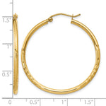 Gold Satin and Diamond-cut Hoop Earrings - 14k Yellow Gold / 2 mm / 35 mm