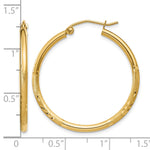 Gold Satin and Diamond-cut Hoop Earrings - 14k Yellow Gold / 2 mm / 30 mm