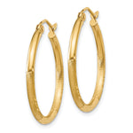 Gold Satin and Diamond-cut Hoop Earrings - 14k Yellow Gold / 2 mm / 25 mm