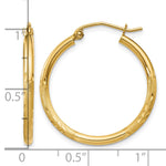 Gold Satin and Diamond-cut Hoop Earrings - 14k Yellow Gold / 2 mm / 25 mm