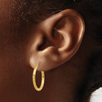 Gold Satin and Diamond-cut Hoop Earrings - 14k Yellow Gold / 2 mm / 20 mm