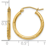 Gold Satin and Diamond-cut Hoop Earrings - 14k Yellow Gold / 2 mm / 20 mm