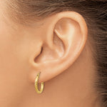 Gold Satin and Diamond-cut Hoop Earrings - 14k Yellow Gold / 2 mm / 15 mm
