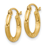 Gold Satin and Diamond-cut Hoop Earrings - 14k Yellow Gold / 2 mm / 13 mm